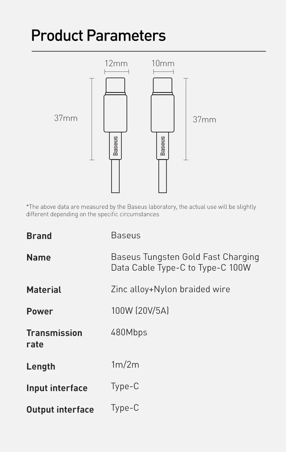 Kabel ZAIYNE USB-C do USB-C do szybkiego ładowania (100 W)