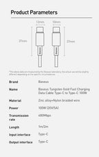 Kabel ZAIYNE USB-C do USB-C do szybkiego ładowania (100 W)