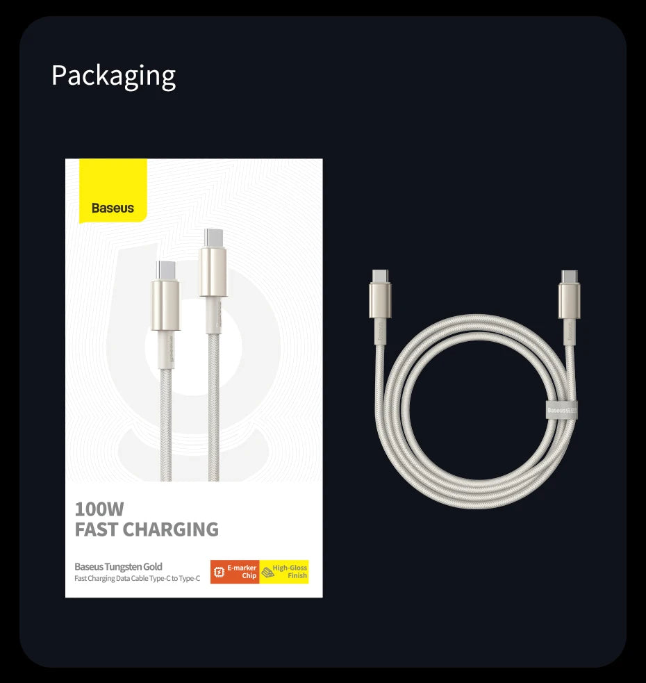 Kabel ZAIYNE USB-C do USB-C do szybkiego ładowania (100 W)