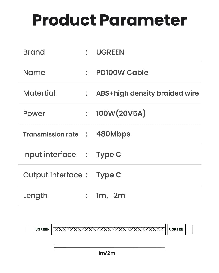 Câble de charge rapide USB-C vers USB-C 100W | Power Delivery – ZAIYNE