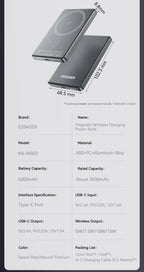 Batterie Externe Magnétique sans Fil 5000 mAh | Chargeur Portable Fin – ZAIYNE