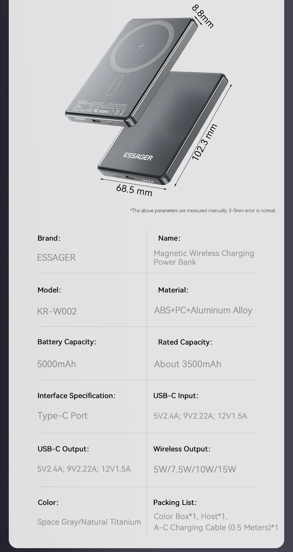 Batterie Externe Magnétique sans Fil 5000 mAh | Chargeur Portable Fin – ZAIYNE