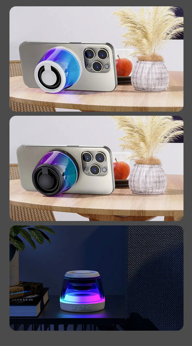 G200 RGB Mini Bluetooth Speaker – Magnetic Bass, 7H Playtime, Phone Holder
