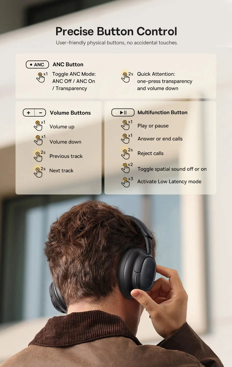 Casque sans fil Baseus Bowie MH1 ANC – Réduction de bruit active hybride, 80h d'autonomie, Son Hi-Res