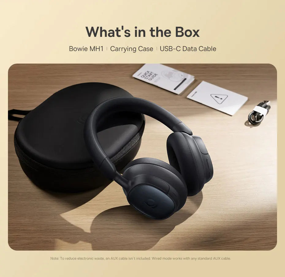 Casque sans fil Baseus Bowie MH1 ANC – Réduction de bruit active hybride, 80h d'autonomie, Son Hi-Res