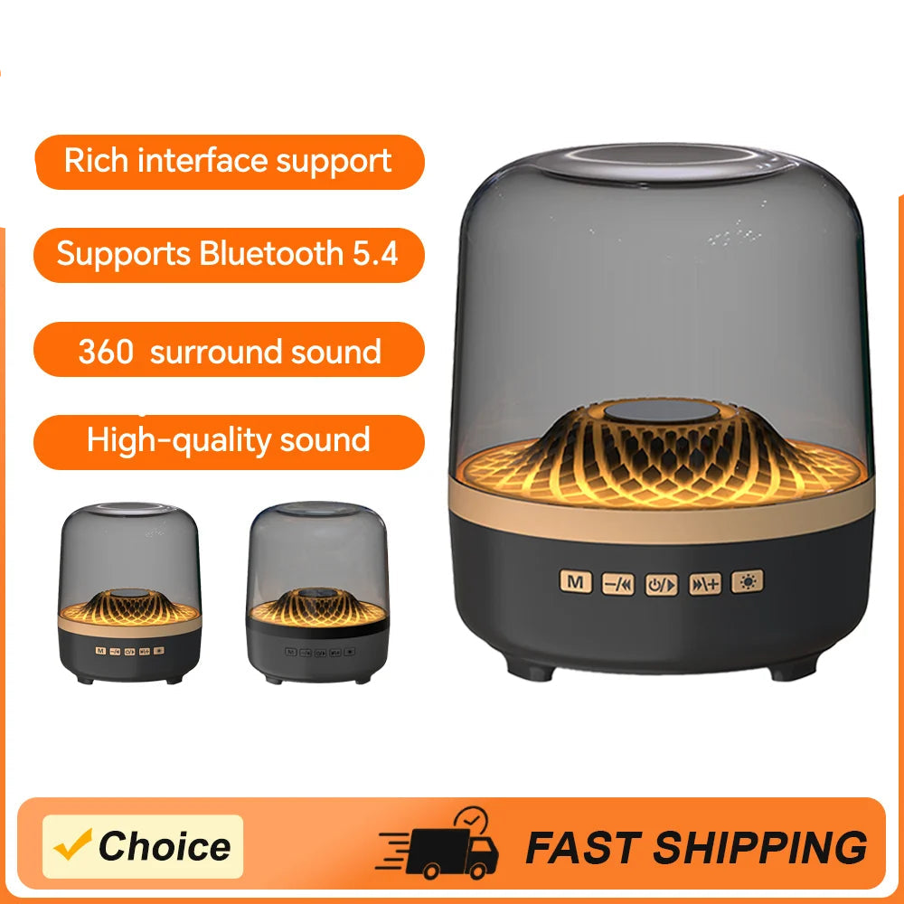 Haut-parleur RVB sans fil portable 5.3 – Son surround à 360°, basses Hi-Fi, lampe respirante (noir)