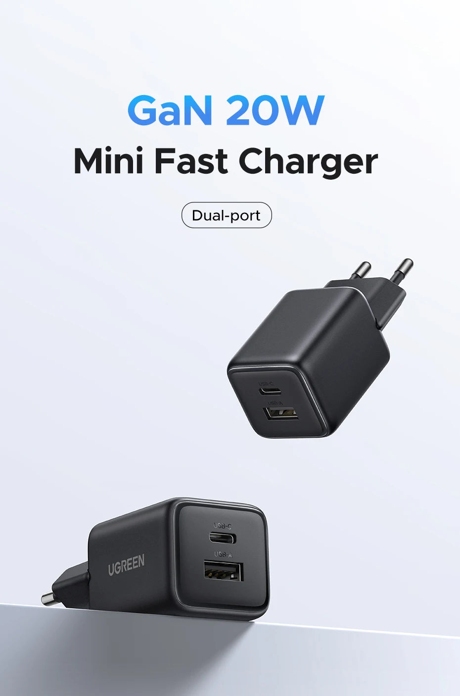Chargeur rapide GaN Mini 20 W USB-C | Chargeur de téléphone compact – ZAIYNE