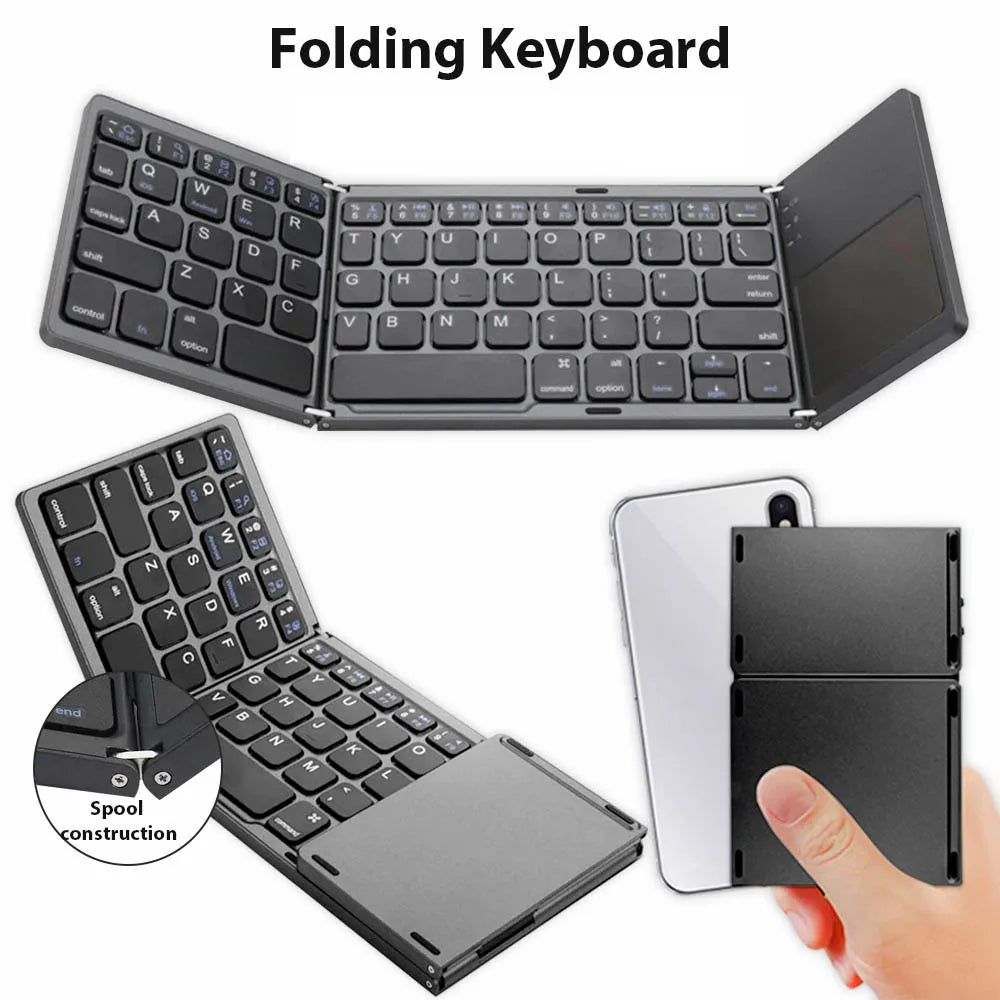 Mini clavier Bluetooth pliable avec pavé tactile – Clavier de voyage sans fil pliable en 3 pour Android/iOS/Windows | ZAIYNE