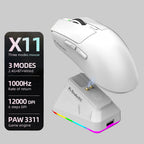 Mysz gamingowa ZAIYNE X11 bezprzewodowa RGB | Trzy tryby pracy | Magnetyczna stacja ładująca