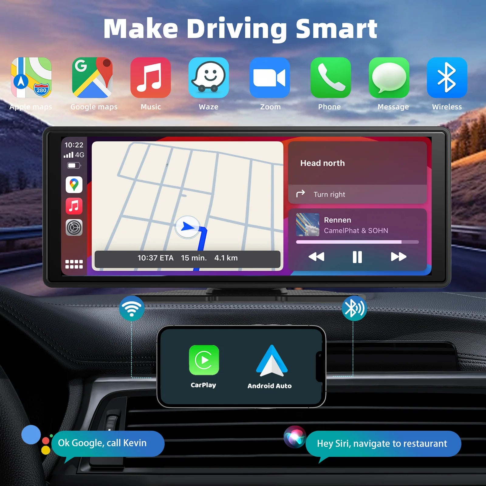 Écran Portable Sans Fil CarPlay et Android Auto – Écran Tactile 7" pour Moderniser Votre Voiture