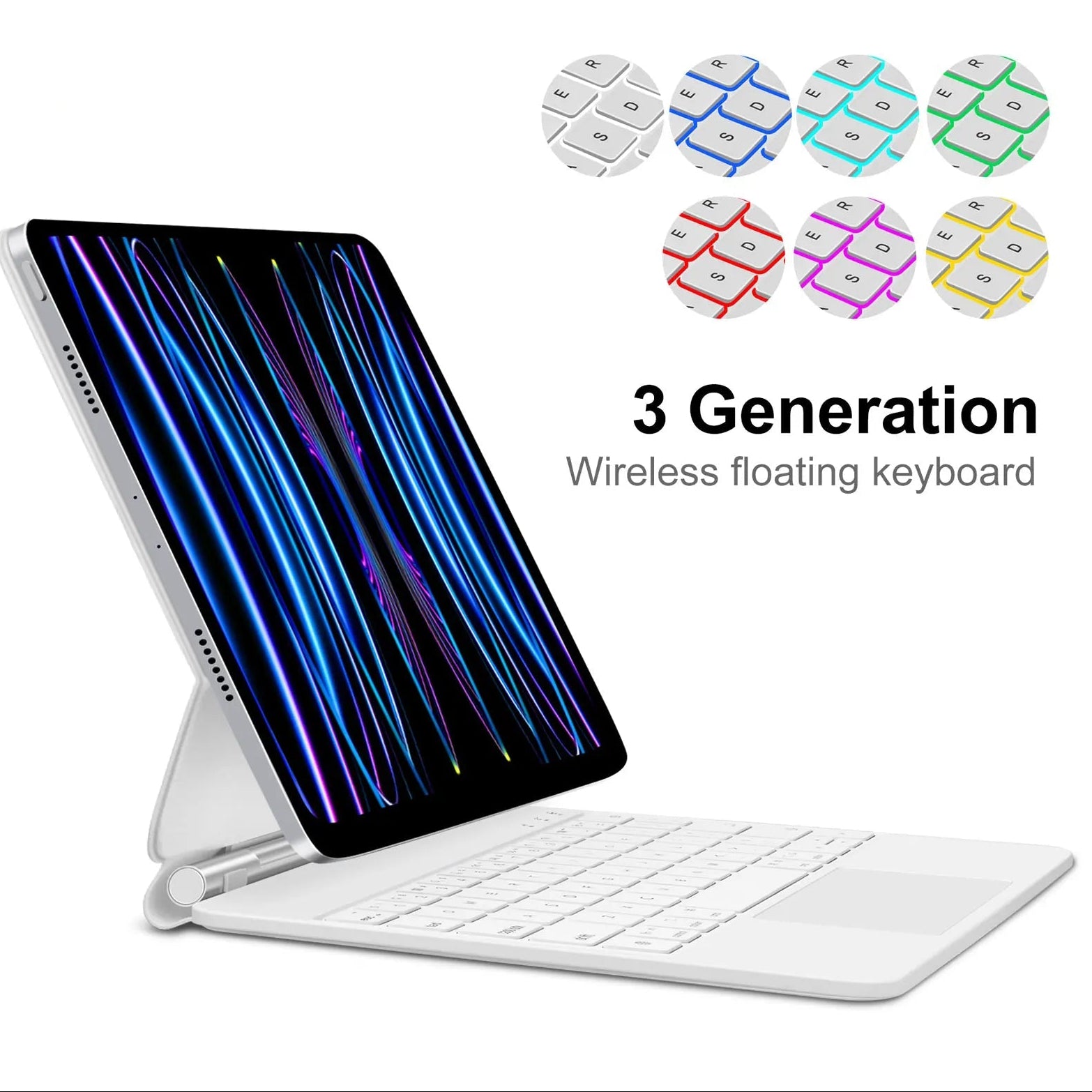 Étui clavier magnétique intelligent pour iPad Pro et Air | Touches rétroéclairées | ZAIYNE Tech