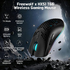 Mysz gamingowa ZAIYNE T66 RGB bezprzewodowa – obudowa „plaster miodu”, programowalne makra, bateria 650 mAh