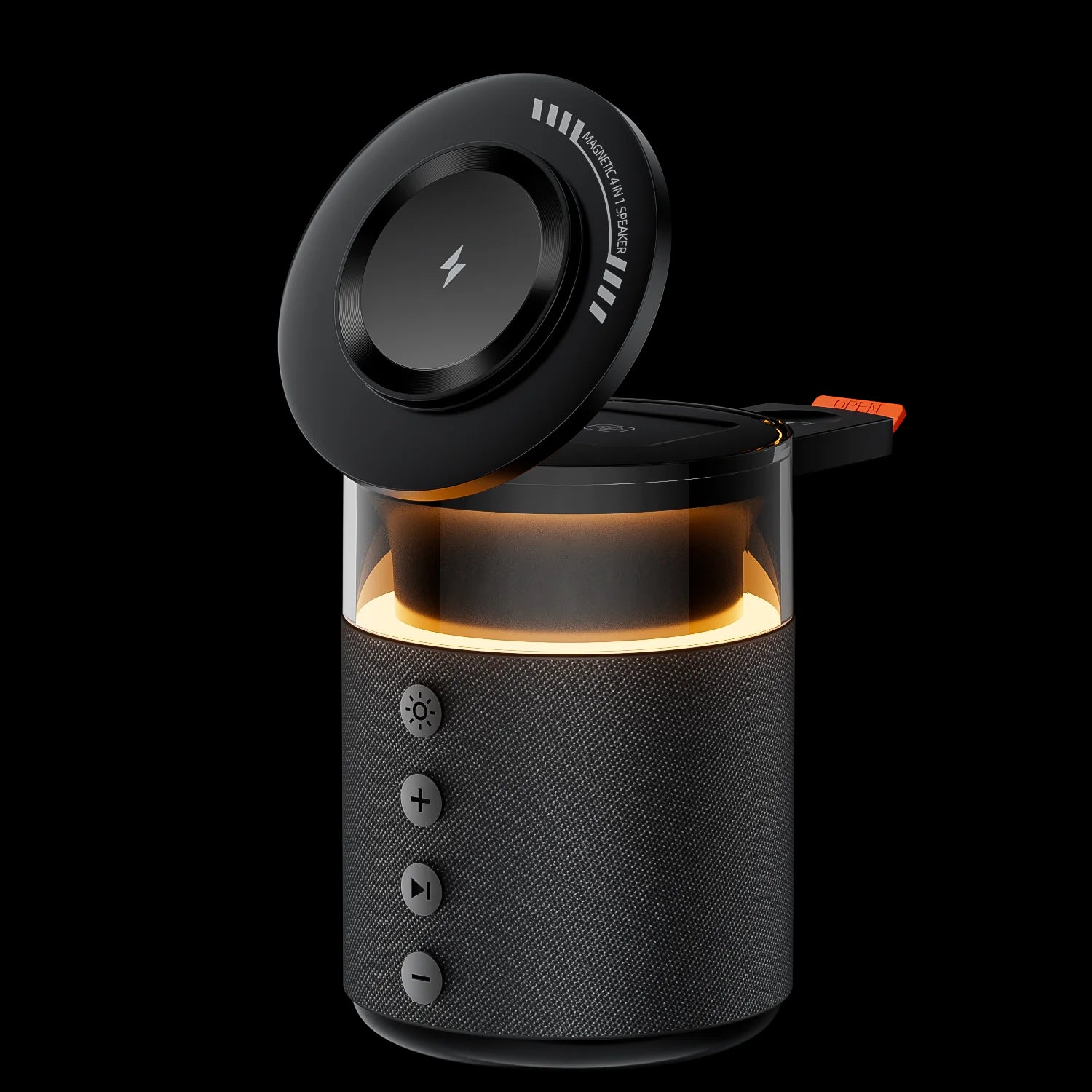 Station de recharge sans fil magnétique 5-en-1 avec haut-parleur Bluetooth et veilleuse