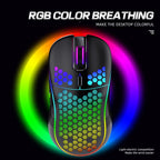 Bezprzewodowa Mysz Gamingowa RGB Honeycomb – Lekka, Akumulatorowa i Precyzyjna 2.4G | ZAIYNE