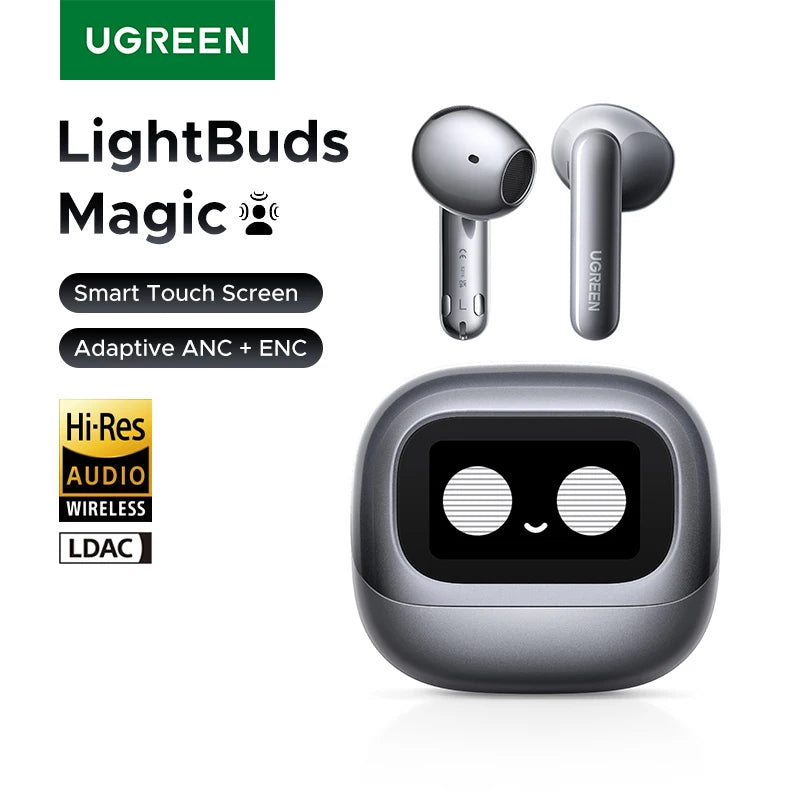 Premium LightBuds Magic — Inteligentne słuchawki bezprzewodowe z panelem dotykowym, ANC + ENC i wyświetlaczem LCD