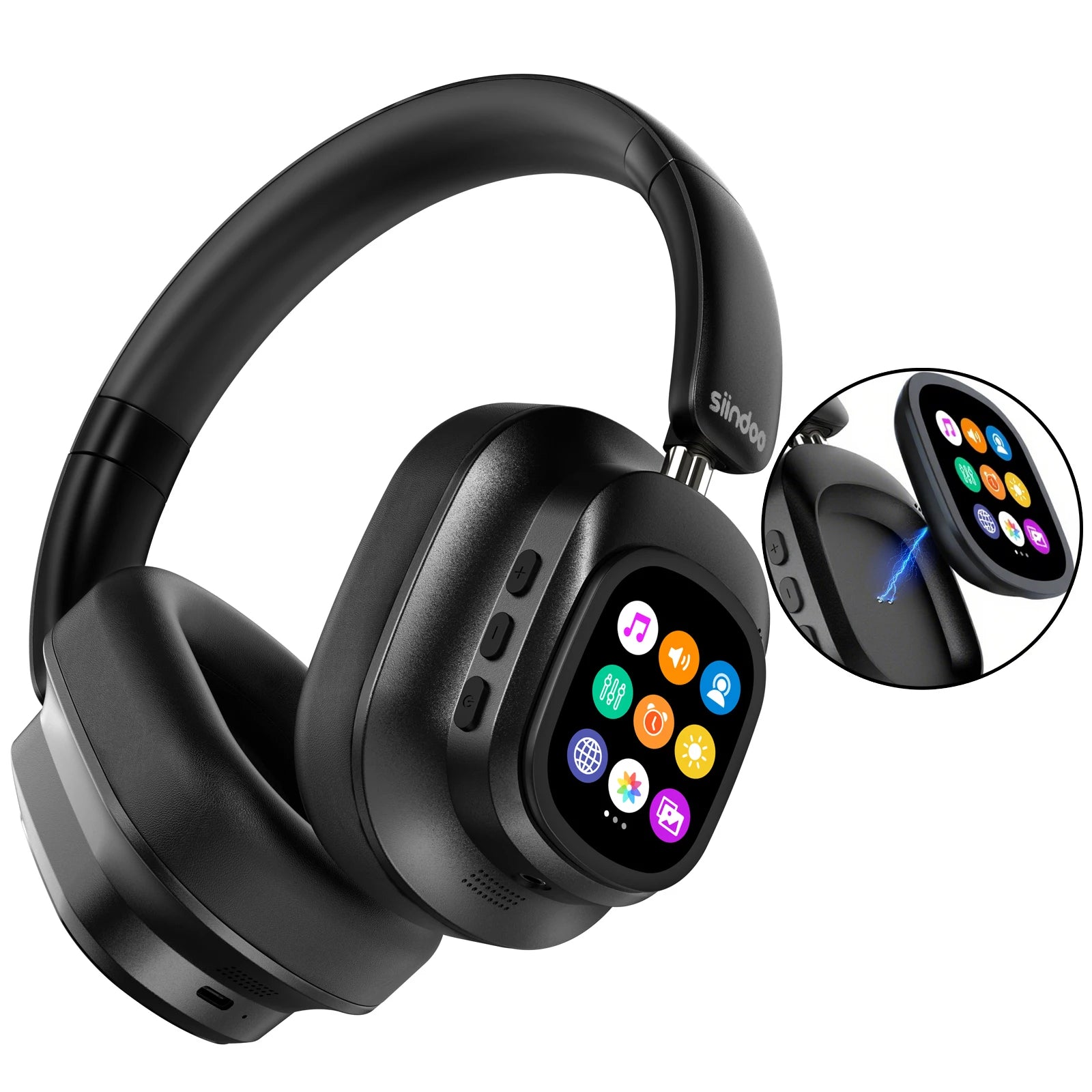 Casque sans fil Siindoo JH-ANC930Plus avec affichage LED intelligent – Noir