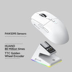 ZAIYNE X6 Pro Wireless Superlight Gaming Mouse – 49g, PAW3395 Sensor, RGB Magnetic Charging Dock