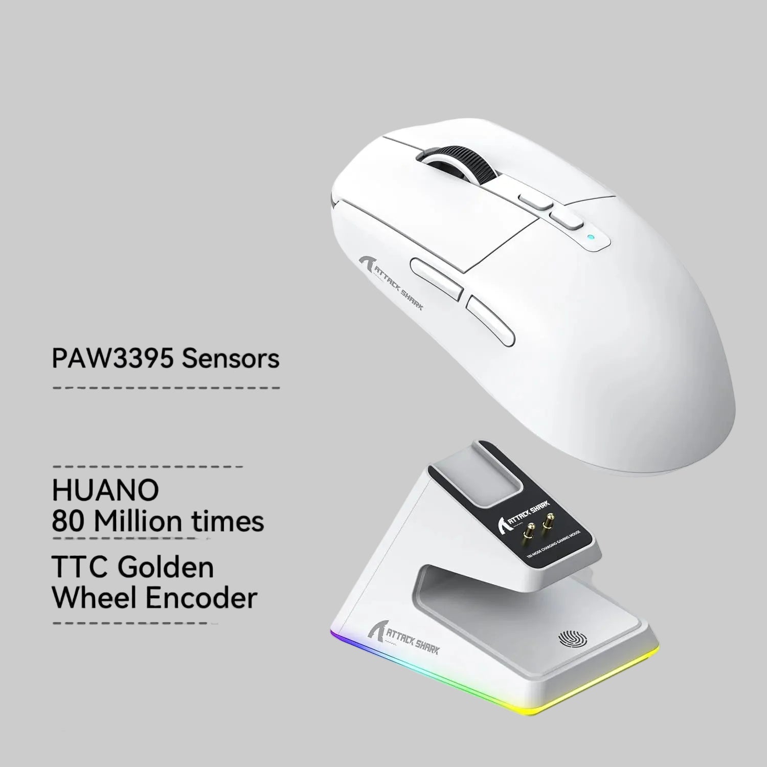 Souris de jeu sans fil ultra-légère ZAIYNE X6 Pro – 49g, capteur PAW3395, station de charge magnétique RGB