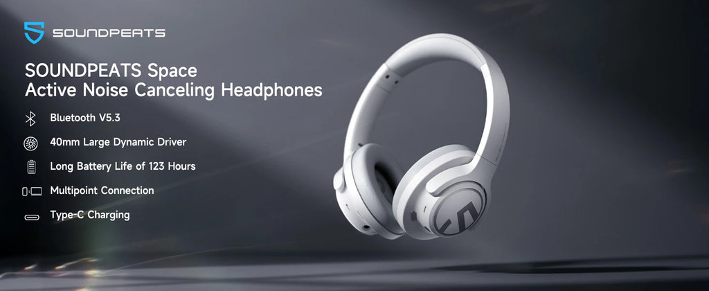 SoundPEATS Space ANC Wireless Headphones | 123H Battery