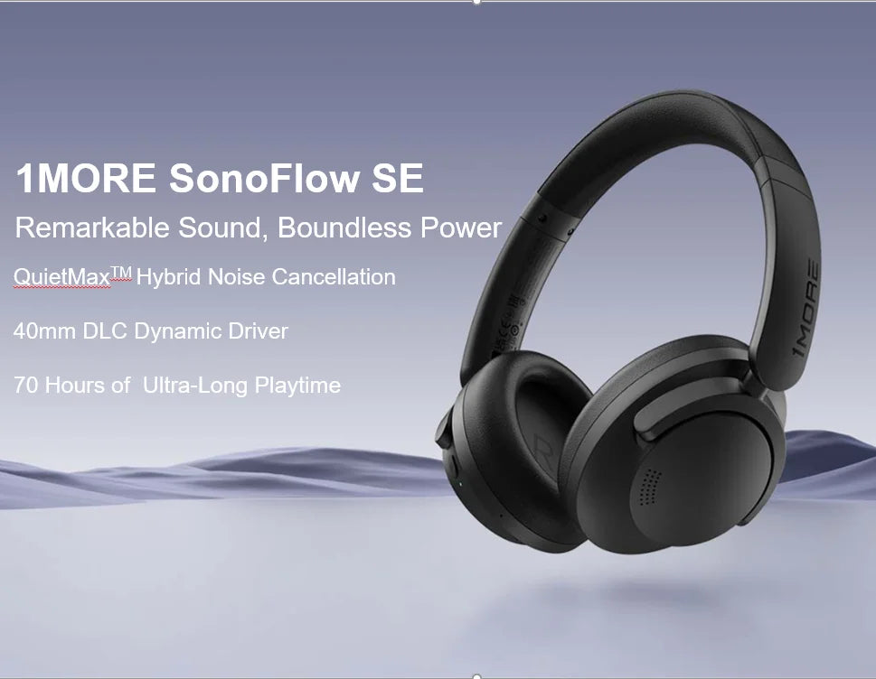 Casque audio sans fil circum-aural avec réduction active du bruit et autonomie de 70 heures