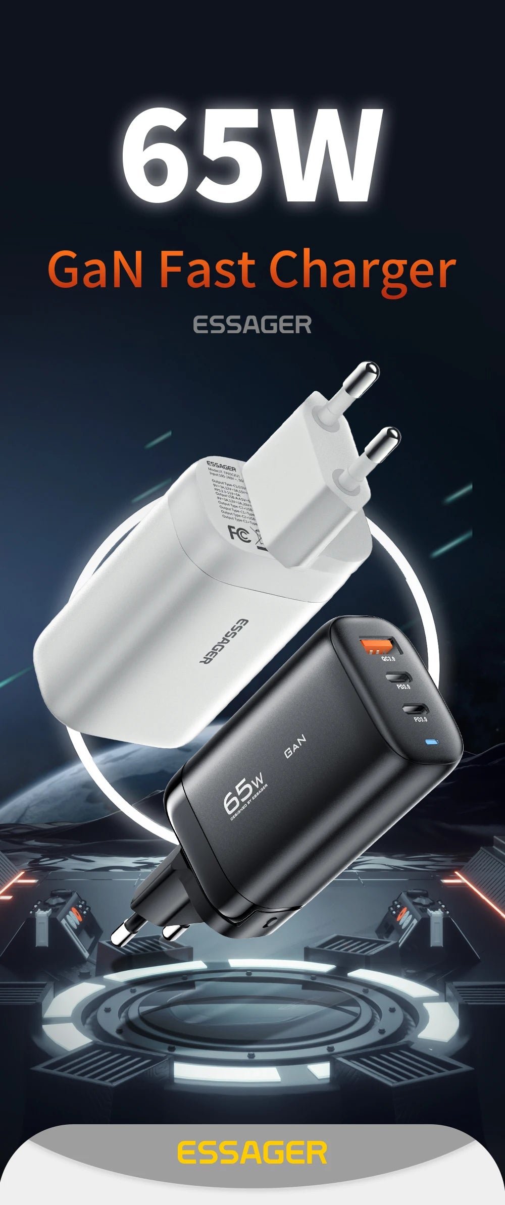 65W GaN Fast Charger USB-C | Laptop & Phone Power Adapter – ZAIYNE