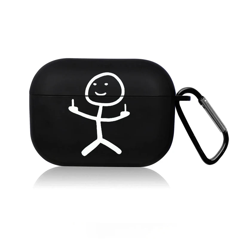 Funny Cartoon AirPods Case – Shockproof Silicone Cover with Keychain (Multiple Designs)