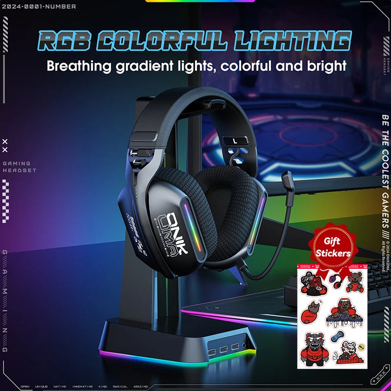 Casque de jeu sans fil RVB ZAIYNE GTX-808 | Micro 360° | Micro sans fil à suppression de bruit