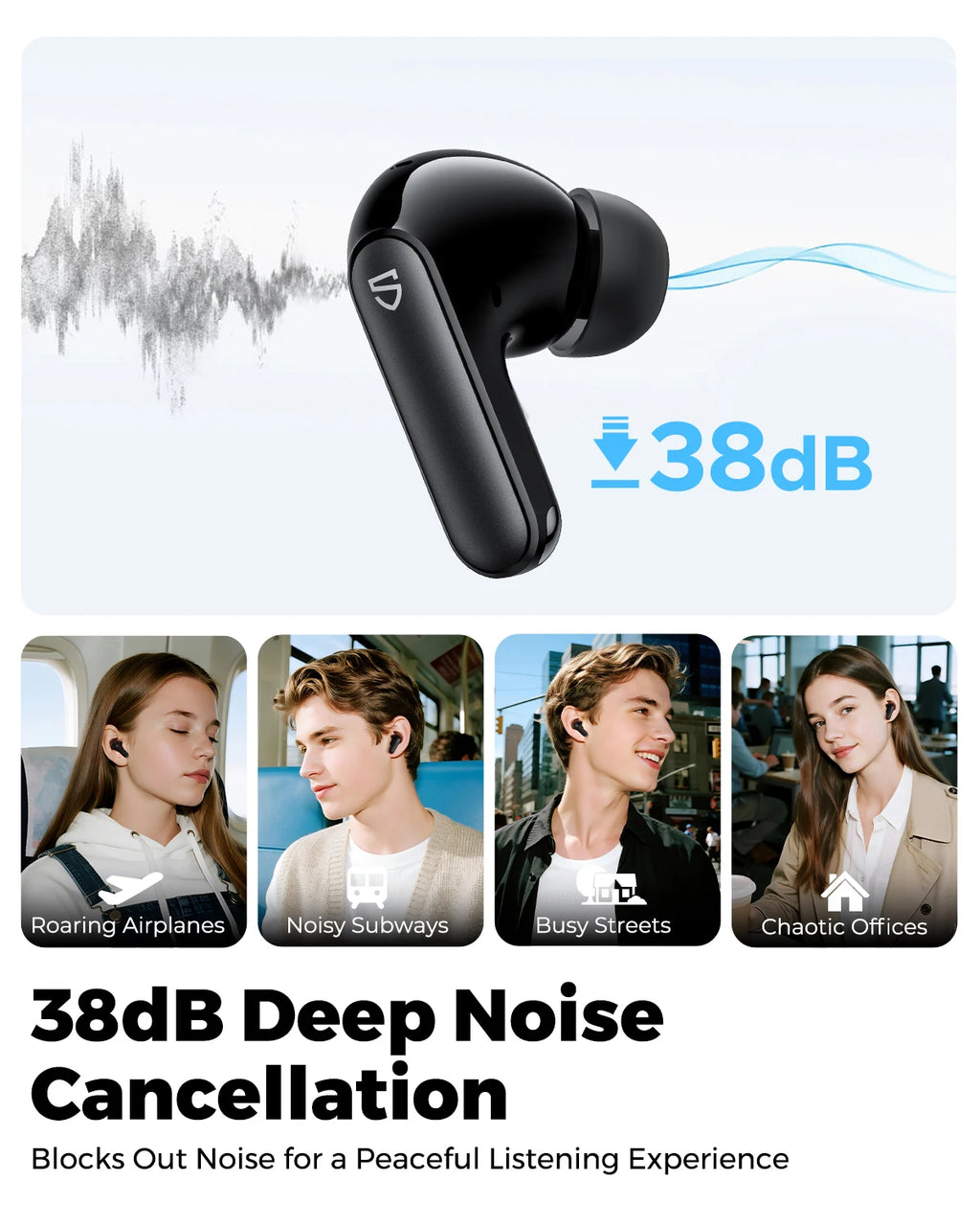 Écouteurs sans fil SoundPEATS Q3 Pro ANC – Bluetooth 6.0, suppression de bruit à 4 micros, son premium