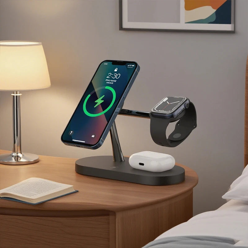 Support de charge sans fil magnétique 3-en-1 – Chargeur sans fil rapide