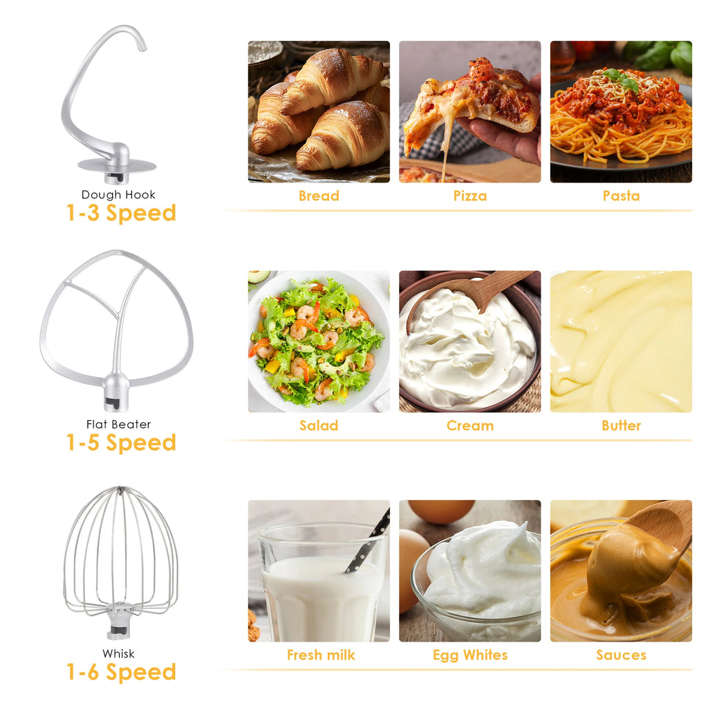 Robot pâtissier BioloMix 1200W avec bol en acier inoxydable de 6L – Prise UE