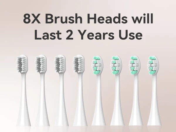 Brosse à dents électrique sonique – 8 têtes de rechange, capteur de pression et minuteur
