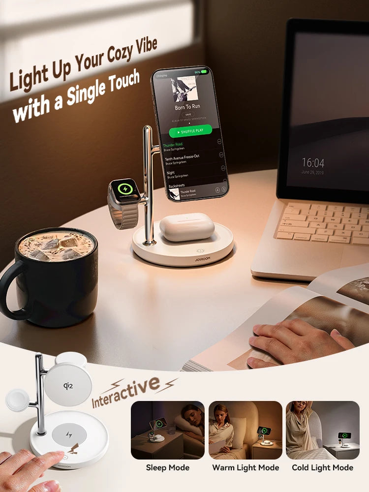 Station de recharge sans fil magnétique Premium 3-en-1 – Téléphone, montre et écouteurs