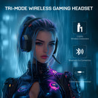 Casque Gaming RVB sans fil ZAIYNE G19X | Ultra-léger | Faible latence de 30 ms