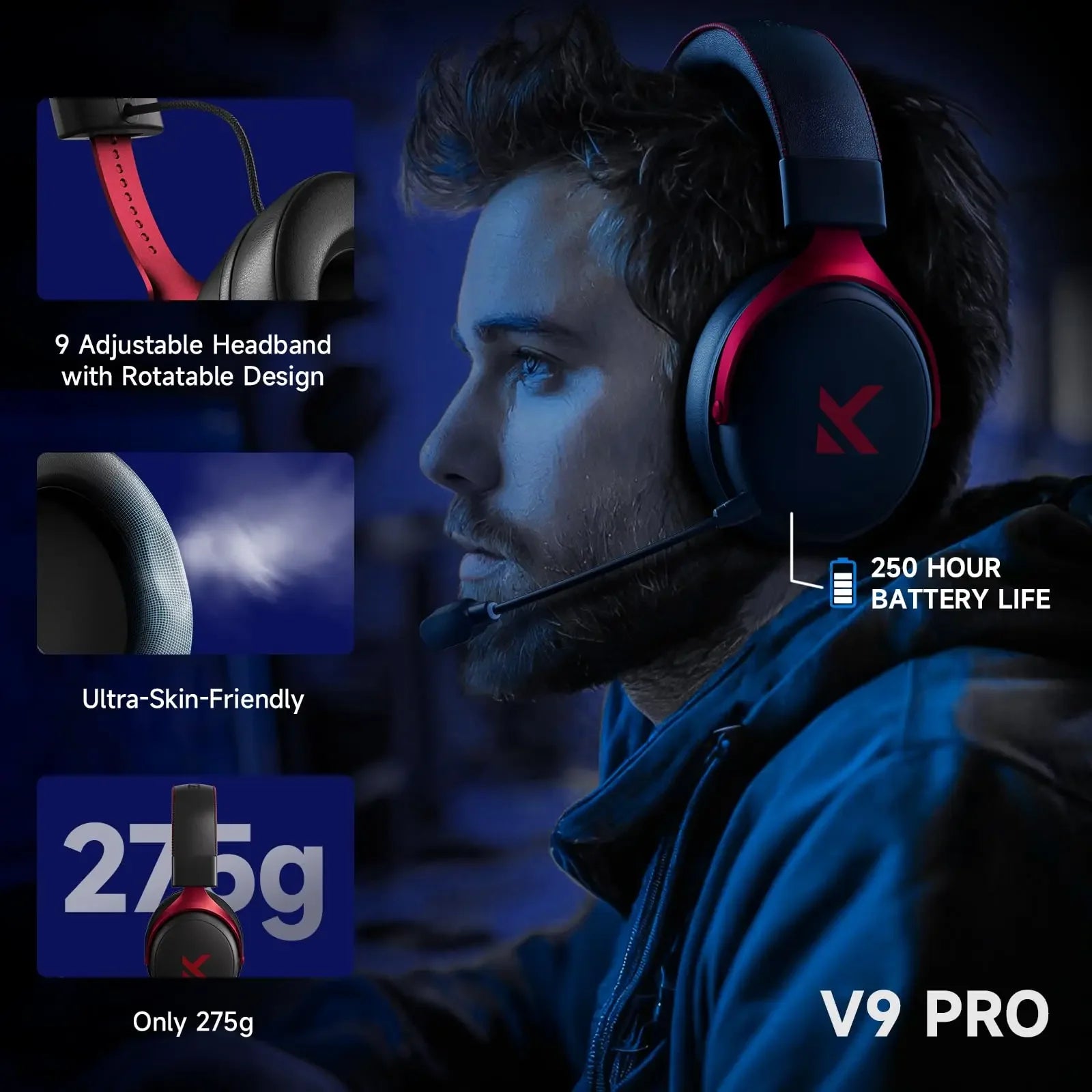 Casque sans fil RVB ZAIYNE V9X Pro | Son Surround 7.1 | Gaming & Musique