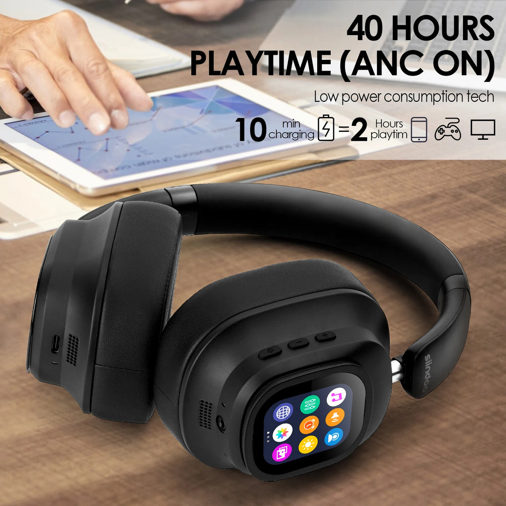 Casque sans fil Siindoo JH-ANC930Plus avec affichage LED intelligent – Noir