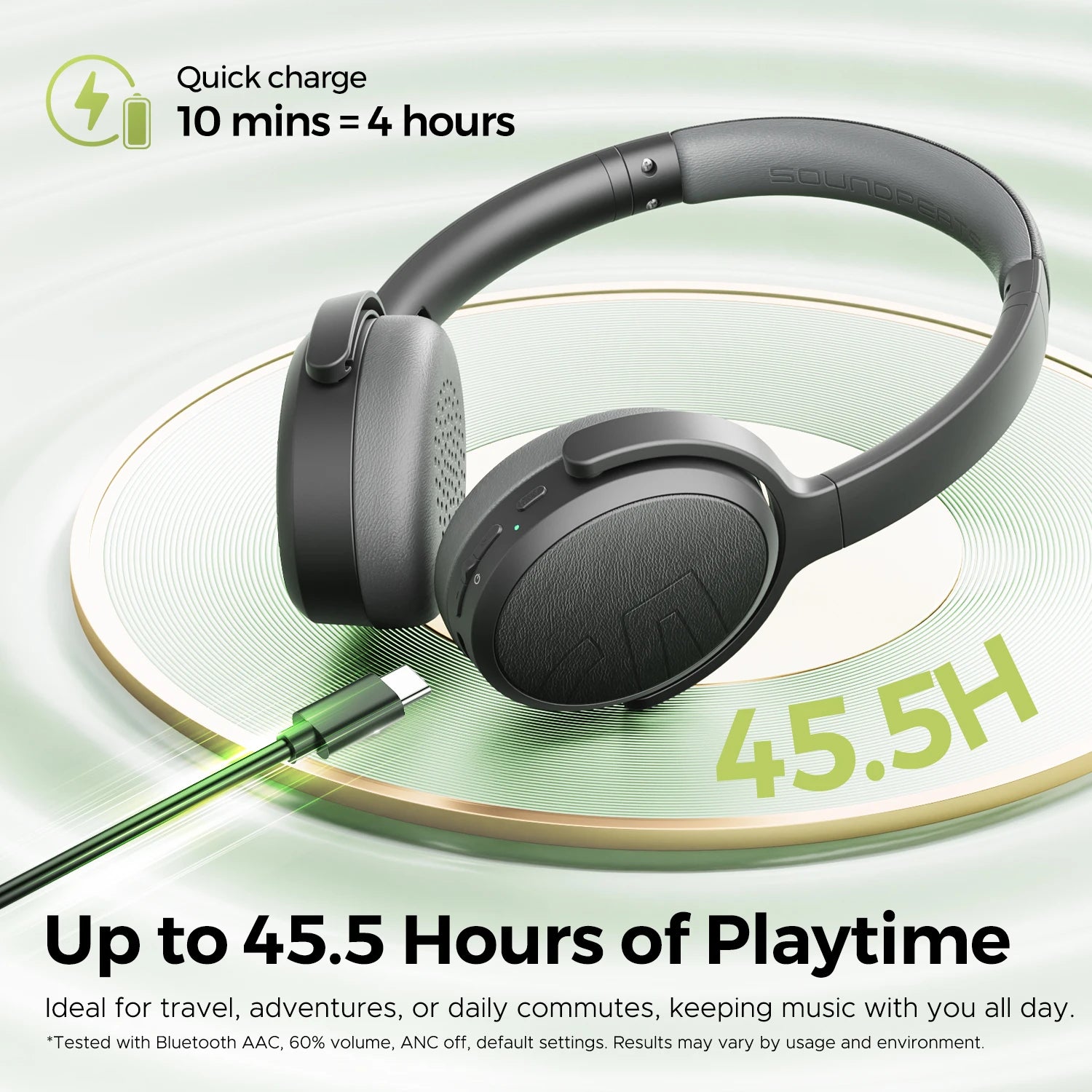 Casque sans fil supra-auriculaire SoundPEATS Space Lite avec réduction de bruit active