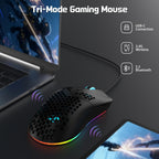 Mysz gamingowa ZAIYNE T66 RGB bezprzewodowa – obudowa „plaster miodu”, programowalne makra, bateria 650 mAh