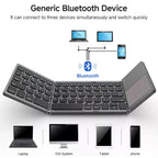 Mini clavier Bluetooth pliable avec pavé tactile – Clavier de voyage sans fil pliable en 3 pour Android/iOS/Windows | ZAIYNE