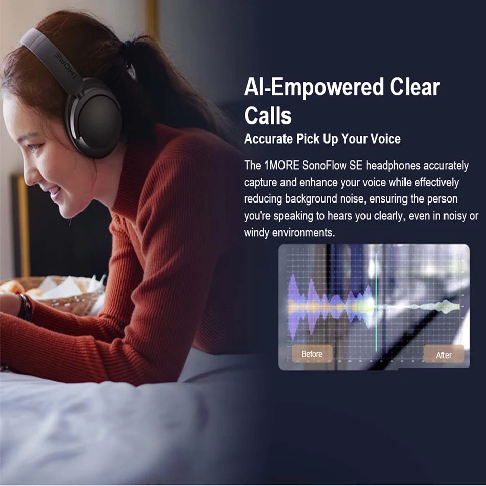 Casque audio sans fil circum-aural avec réduction active du bruit et autonomie de 70 heures