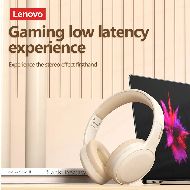Écouteurs Bluetooth 5.0 sans fil Lenovo TH30 – Conception pliable, jeu à faible latence, son HD