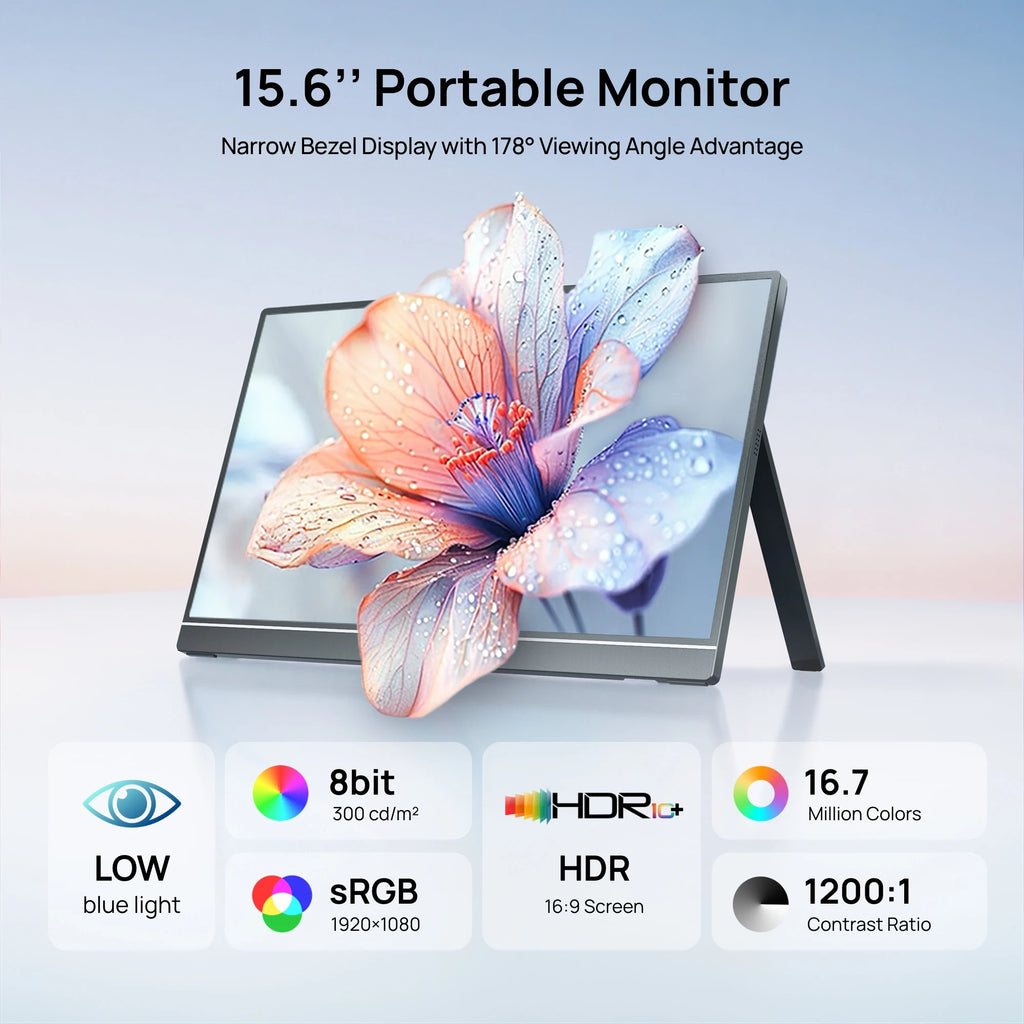 Moniteur portable 15,6" – Écran externe FHD 1080p USB-C pour ordinateur portable, Mac, PS5, Xbox et Nintendo Switch | ZAIYNE