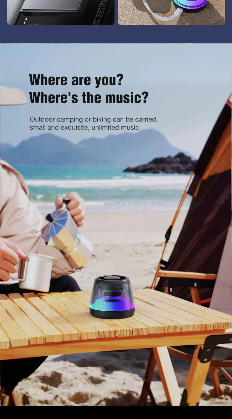 G200 RGB Mini Bluetooth Speaker – Magnetic Bass, 7H Playtime, Phone Holder