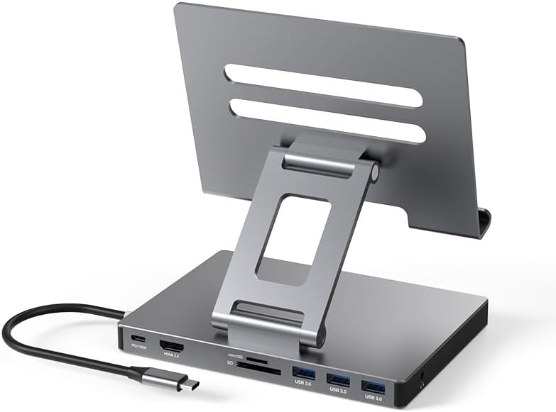 Support pour ordinateur portable 9-en-1 en aluminium avec station d'accueil Type-C