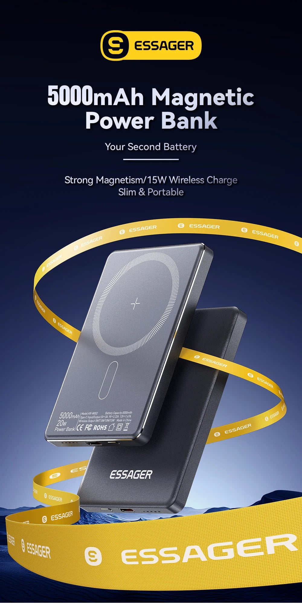 Batterie Externe Magnétique sans Fil 5000 mAh | Chargeur Portable Fin – ZAIYNE