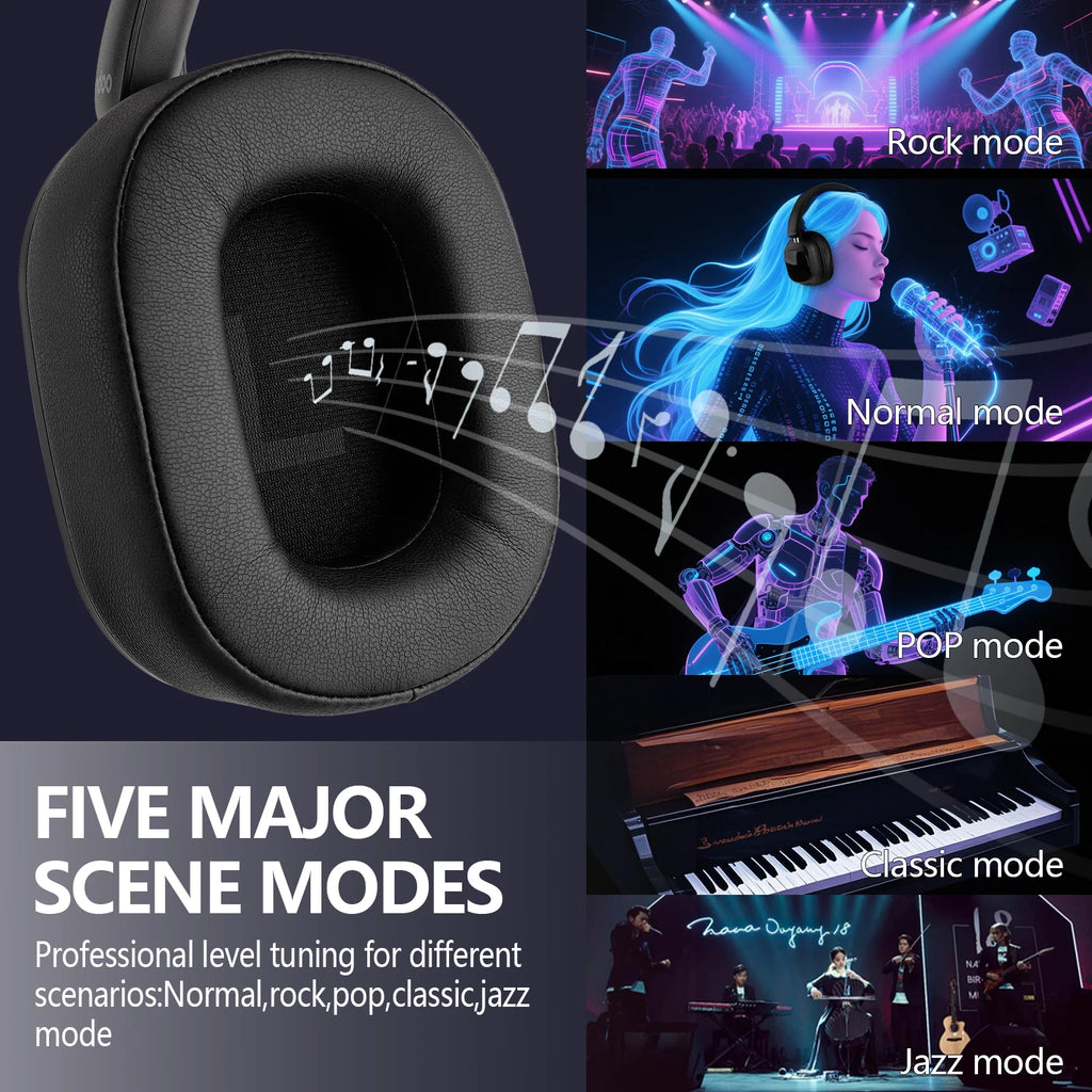 Casque sans fil Siindoo JH-ANC930Plus avec affichage LED intelligent – Noir