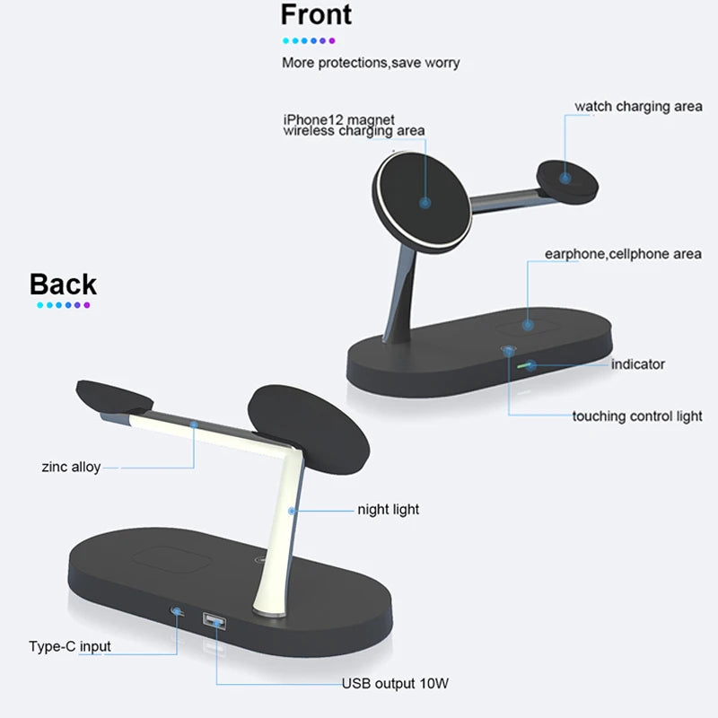 Support de charge sans fil magnétique 3-en-1 – Chargeur sans fil rapide