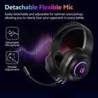 Casque sans fil RVB ZAIYNE Vortex – Son surround 7.1, suppression du bruit, casque Bluetooth supra-auriculaire