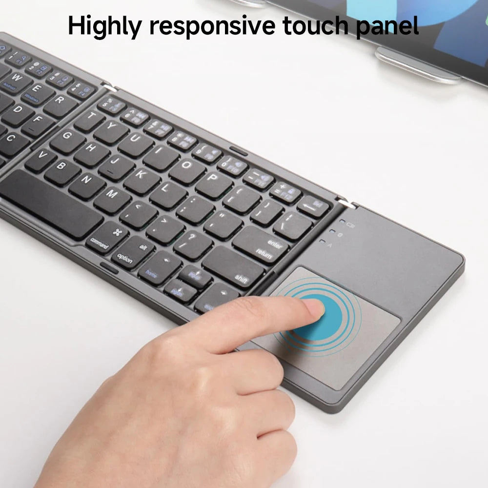 Mini clavier Bluetooth pliable avec pavé tactile – Clavier de voyage sans fil pliable en 3 pour Android/iOS/Windows | ZAIYNE