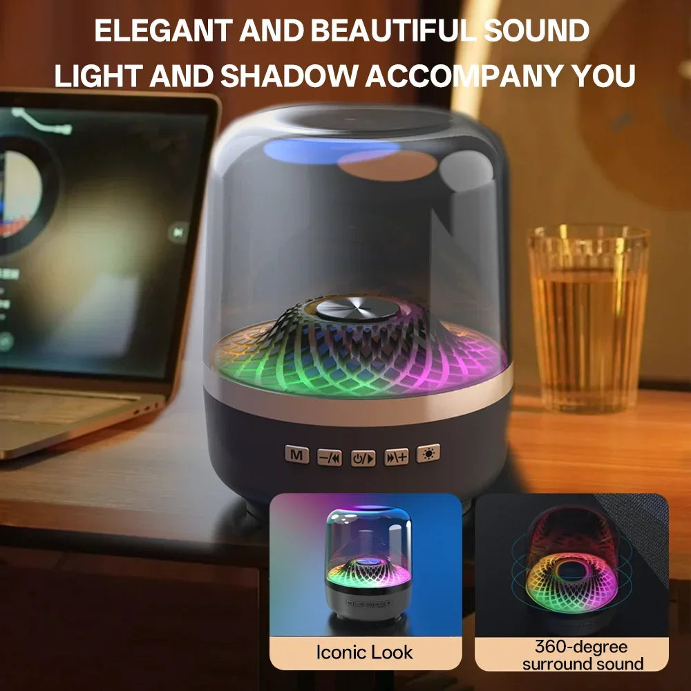 Haut-parleur RVB sans fil portable 5.3 – Son surround à 360°, basses Hi-Fi, lampe respirante (noir)