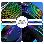 Bezprzewodowa Mysz Gamingowa RGB Honeycomb – Lekka, Akumulatorowa i Precyzyjna 2.4G | ZAIYNE